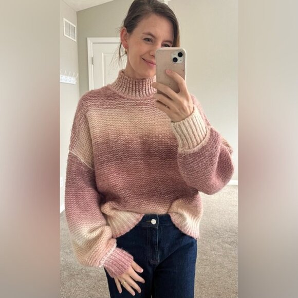 Rachel Zoe Pink Ombré Mockneck Sweater NWOT - Picture 3 of 3